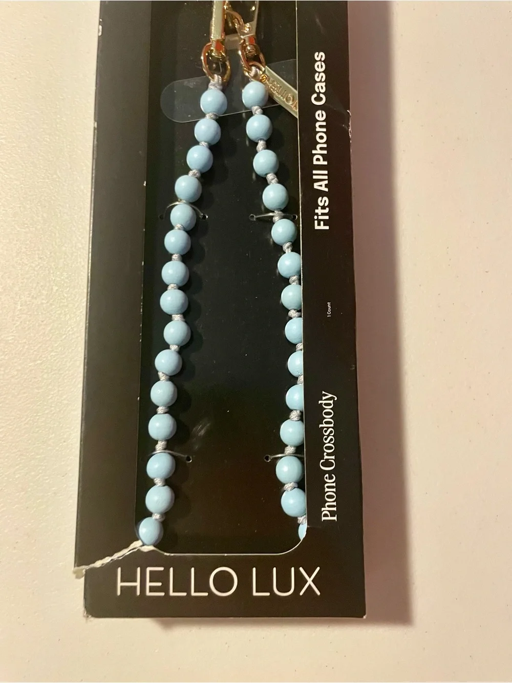 NWT Hello Lux Blue Beaded Phone Crossbody Strap Universal Chain Lanyard